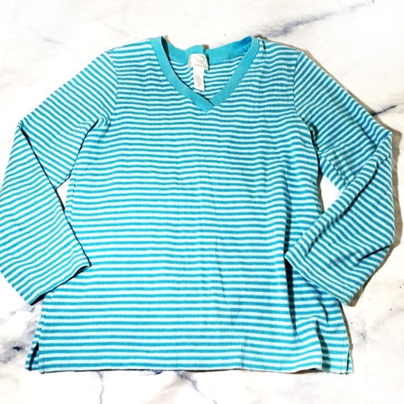 Oscar de la Renta Tops - O Oscar de la Renta Blue Striped Thermal Top
